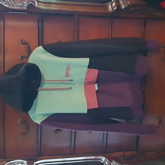 WESC Polar Fleece Colorblock Hoodie Mens Med/Wmns L - Picture 2 of 5